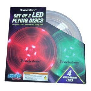 Brookstone Set of 2 LED Flying Discs, 1 Red and 1 Green